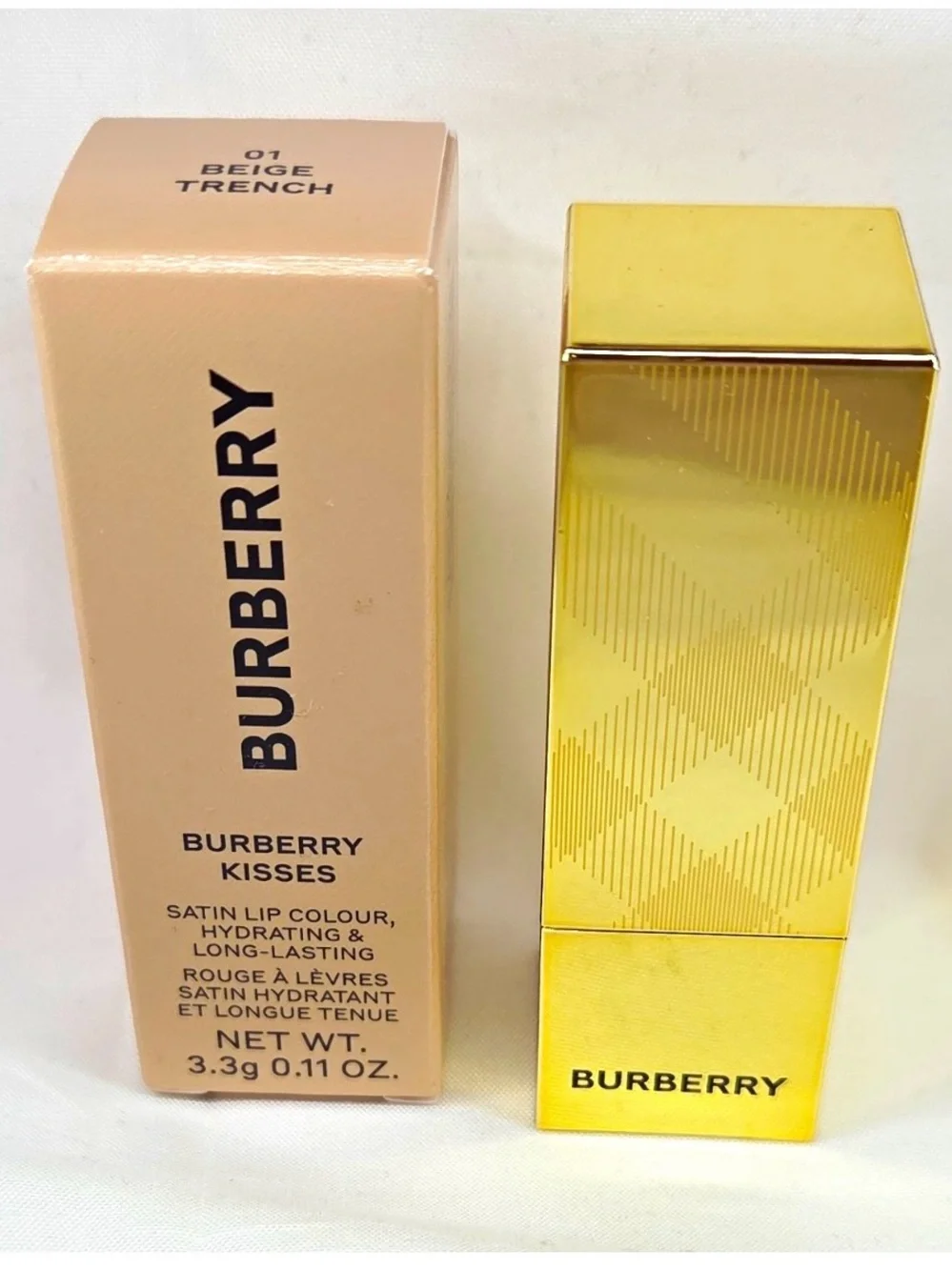 Burberry Satin Lipstick in Beige Trench with Gold Case